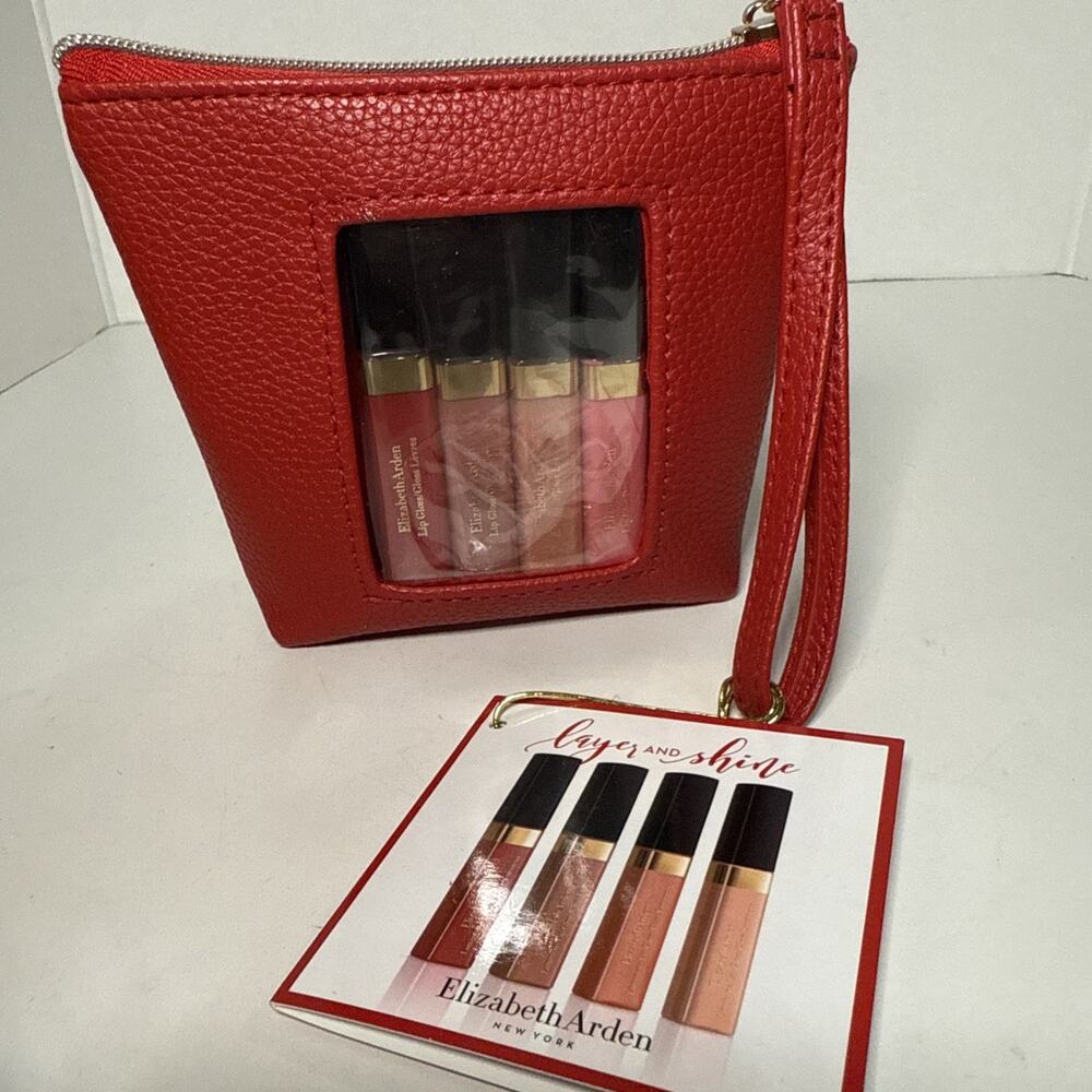 Elizabeth Arden Layers And Shine Lip Glosses And Pouch New